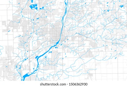Rich detailed vector area map of Joliet, Illinois, USA. Map template for home decor.