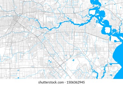 Rich detailed vector area map of Pasadena, Texas, USA. Map template for home decor.