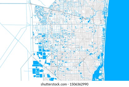 Rich detailed vector area map of Pembroke Pines, Florida, USA. Map template for home decor.