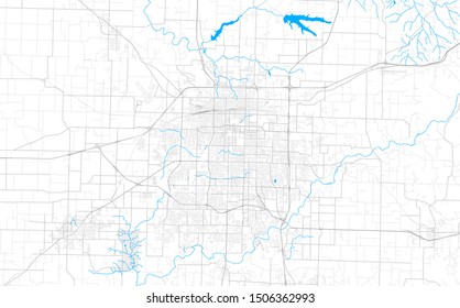 Rich Detailed Vector Area Map Of Springfield, Missouri, USA. Map Template For Home Decor.