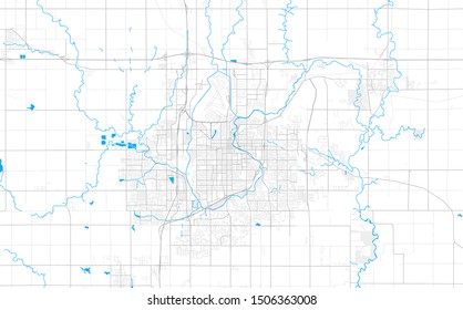 Rich detailed vector area map of Sioux Falls, South Dakota, USA. Map template for home decor.