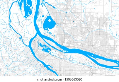 Rich detailed vector area map of Vancouver, Washington, USA. Map template for home decor.