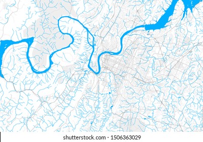 Rich detailed vector area map of Chattanooga, Tennessee, USA. Map template for home decor.