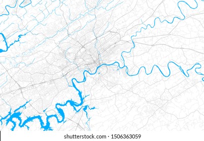 Rich detailed vector area map of Knoxville, Tennessee, USA. Map template for home decor.