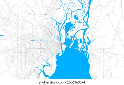 Rich detailed vector area map of Mobile, Alabama, USA. Map template for home decor.