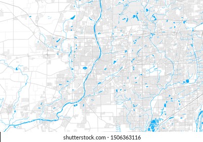 Rich detailed vector area map of Aurora, Illinois, USA. Map template for home decor. svg