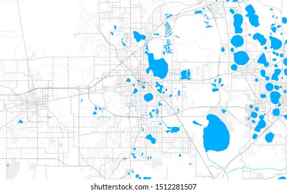 Rich detailed vector area map of Lakeland, Florida, USA. Map template for home decor.