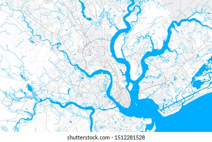 Rich detailed vector area map of North Charleston, South Carolina, USA. Map template for home decor.
