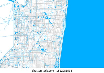 Rich detailed vector area map of Pompano Beach, Florida, USA. Map template for home decor.