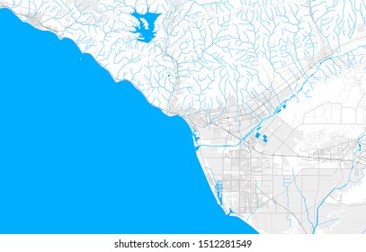 Rich detailed vector area map of San Buenaventura, California, USA. Map template for home decor.