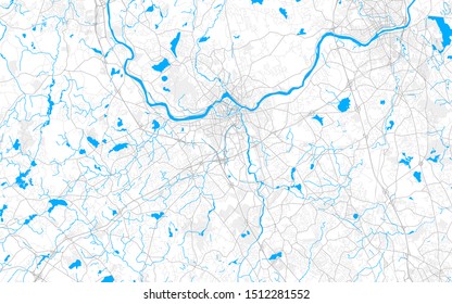Rich detailed vector area map of Lowell, Massachusetts, USA. Map template for home decor.