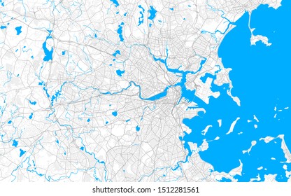 Rich Detailed Vector Area Map Of Cambridge, Massachusetts, USA. Map Template For Home Decor.