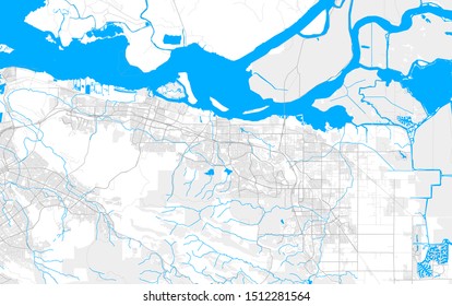 Rich detailed vector area map of Antioch, California, USA. Map template for home decor.