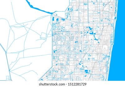 Rich detailed vector area map of Coral Springs, Florida, USA. Map template for home decor.