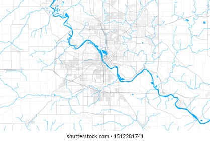 Rich detailed vector area map of Cedar Rapids, Iowa, USA. Map template for home decor.