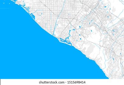 Rich Detailed Vector Area Map Of Newport Beach, California, USA. Map Template For Home Decor.