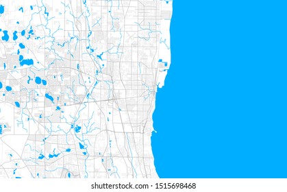 Rich detailed vector area map of Waukegan, Illinois, USA. Map template for home decor.