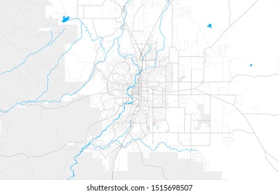 Rich detailed vector area map of Bend, Oregon, USA. Map template for home decor.