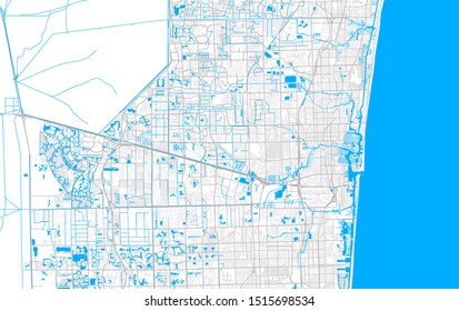 Rich detailed vector area map of Plantation, Florida, USA. Map template for home decor.
