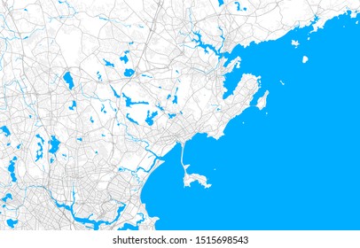 Rich detailed vector area map of Lynn, Massachusetts, USA. Map template for home decor.