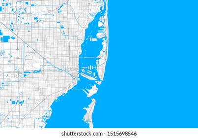 Rich Detailed Vector Area Map Of Miami Beach, Florida, USA. Map Template For Home Decor.