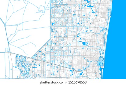 Rich detailed vector area map of Sunrise, Florida, USA. Map template for home decor.