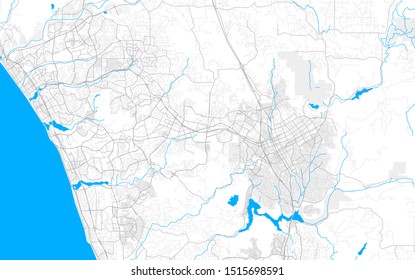 Rich detailed vector area map of San Marcos, California, USA. Map template for home decor.