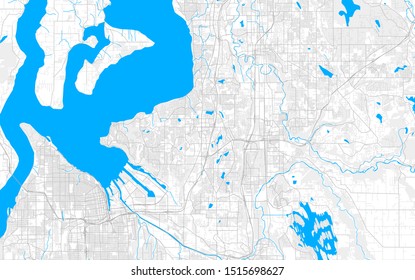 Rich detailed vector area map of Federal Way, Washington, USA. Map template for home decor.
