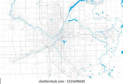 Rich detailed vector area map of Flint, Michigan, USA. Map template for home decor.