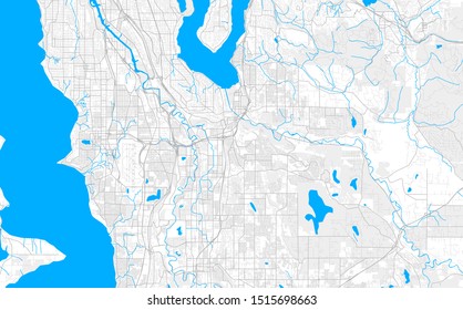 Rich detailed vector area map of Renton, Washington, USA. Map template for home decor.