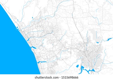 Rich detailed vector area map of Vista, California, USA. Map template for home decor.