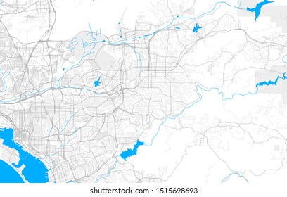 Rich detailed vector area map of El Cajon, California, USA. Map template for home decor.