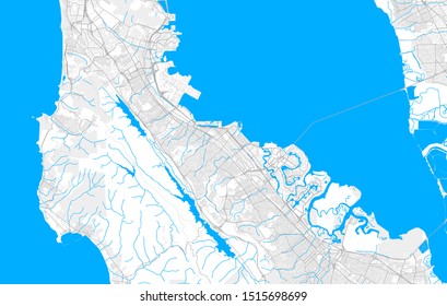 Rich detailed vector area map of San Mateo, California, USA. Map template for home decor.