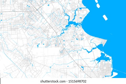 Rich detailed vector area map of League City, Texas, USA. Map template for home decor.