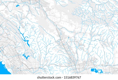 Rich detailed vector area map of San Ramon, California, USA. Map template for home decor.