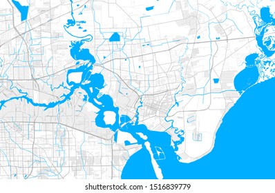 Rich detailed vector area map of Baytown, Texas, USA. Map template for home decor.