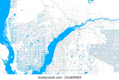 Rich detailed vector area map of Fort Myers, Florida, USA. Map template for home decor.