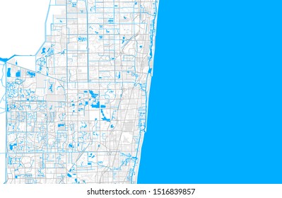 Rich detailed vector area map of Deerfield Beach, Florida, USA. Map template for home decor.