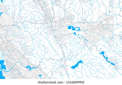 Rich detailed vector area map of Pleasanton, California, USA. Map template for home decor.