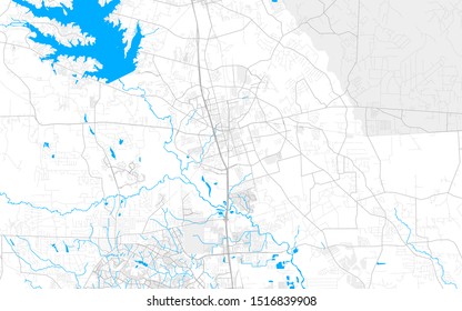 Rich detailed vector area map of Conroe, Texas, USA. Map template for home decor.