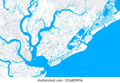 Rich detailed vector area map of Mount Pleasant, South Carolina, USA. Map template for home decor.