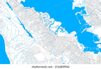 Rich detailed vector area map of Redwood City, California, USA. Map template for home decor.