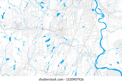 Rich detailed vector area map of New Britain, Connecticut, USA. Map template for home decor.