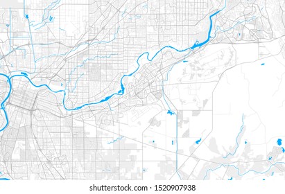 Rich detailed vector area map of Rancho Cordova, California, USA. Map template for home decor.