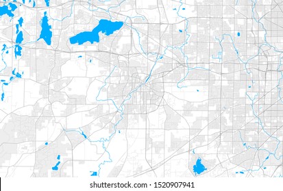 Rich detailed vector area map of Waukesha, Wisconsin, USA. Map template for home decor.
