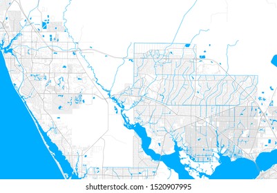 Rich detailed vector area map of North Port, Florida, USA. Map template for home decor.