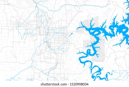 Rich detailed vector area map of Rogers, Arkansas, USA. Map template for home decor.