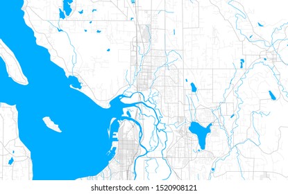 Rich detailed vector area map of Marysville, Washington, USA. Map template for home decor.