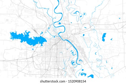 Rich detailed vector area map of Bossier City, Louisiana, USA. Map template for home decor.