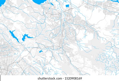 Rich detailed vector area map of Walnut Creek, California, USA. Map template for home decor.